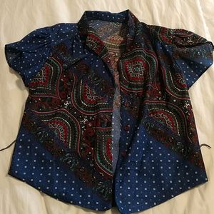Super cute, Paisley print blue shirt!  Small